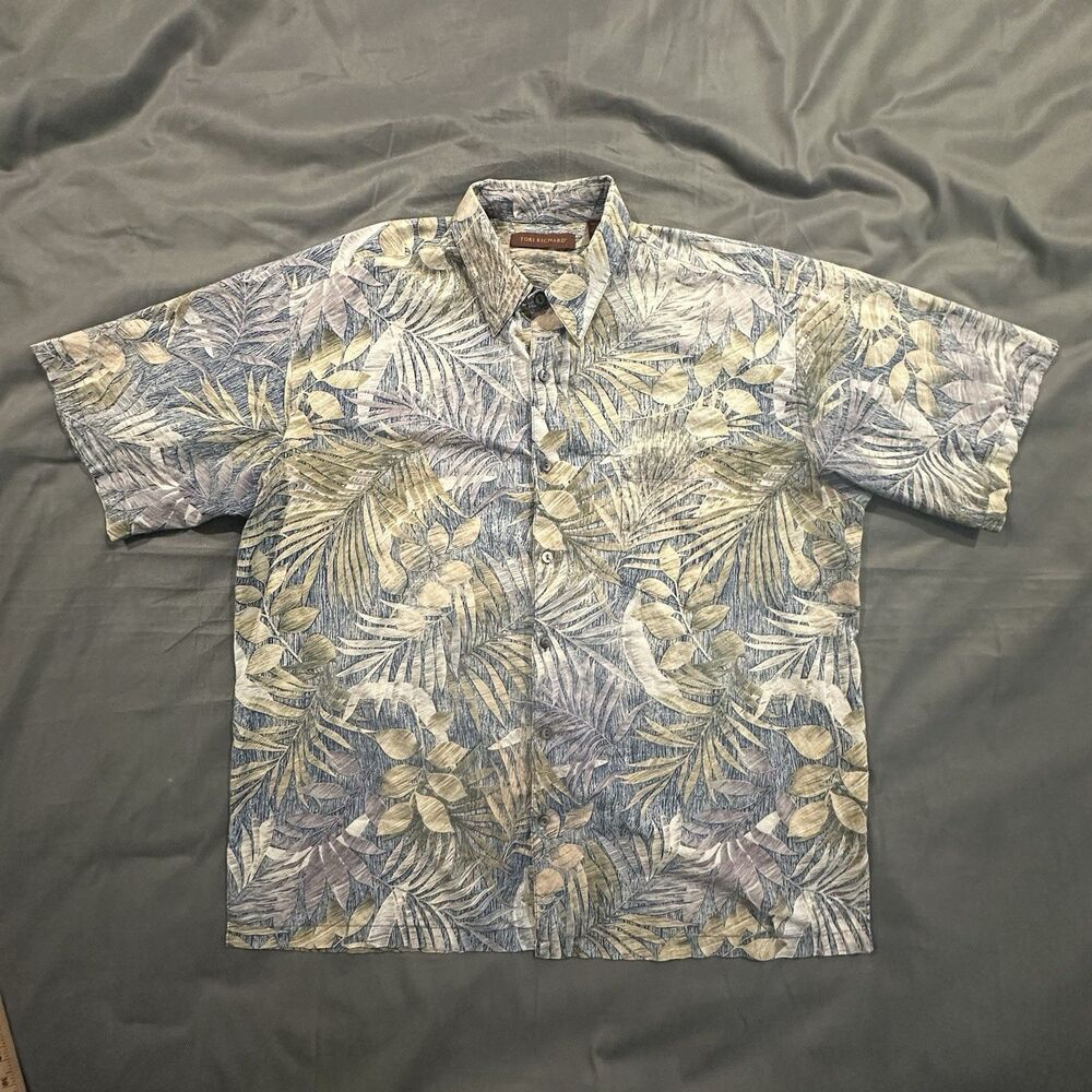 Tori Richard Aloha Shirt Cotton Lawn Hawaiian Made in USA Button Front Mens XL